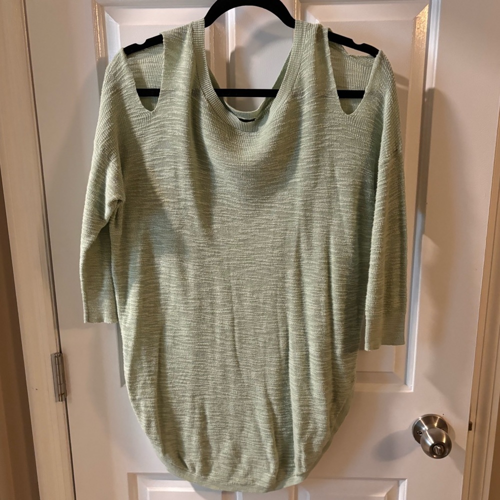 Mint green cold shoulder Express sweater